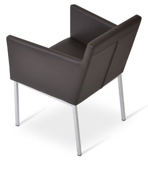 Soho Concept Harput Metal Armchair Dining Chair - Stylish Chrome Base, Soft Leatherette, 2-year Guarantee, 300 Lbs Chrome,Brown  Soho-concept-dining-chair-04304