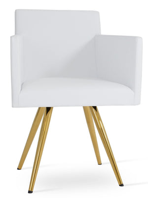 Soho Concept Harput 4 Star Armchair Swivel Dining Chair - Ergonomic Comfort, Stylish Leatherette & Gold Finish Gold,Brass,White  Soho-concept-dining-chair-04301