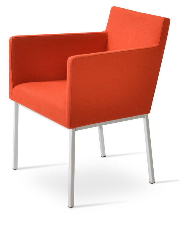 Soho Concept Harput Metal Armchair Dining Chair - Stylish Chrome Base, Durable Camira Fabric, 10-year Warranty Orange  Soho-concept-dining-chair-04314