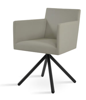 Soho Concept Harput Swivel Dining Chair In Soft Grey Leatherette With Gold Accents – 2 Year Guarantee! Light Grey,Black  Soho-concept-dining-chair-04313