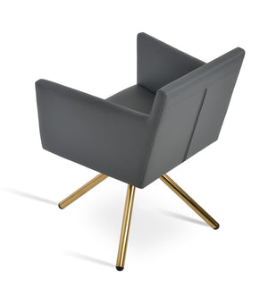 Soho Concept Harput Swivel Dining Chair In Soft Grey Leatherette With Gold Accents – 2 Year Guarantee! Grey,Gold  Soho-concept-dining-chair-04311