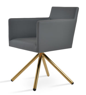 Soho Concept Harput Swivel Dining Chair In Soft Grey Leatherette With Gold Accents – 2 Year Guarantee! Grey,Gold  Soho-concept-dining-chair-04311