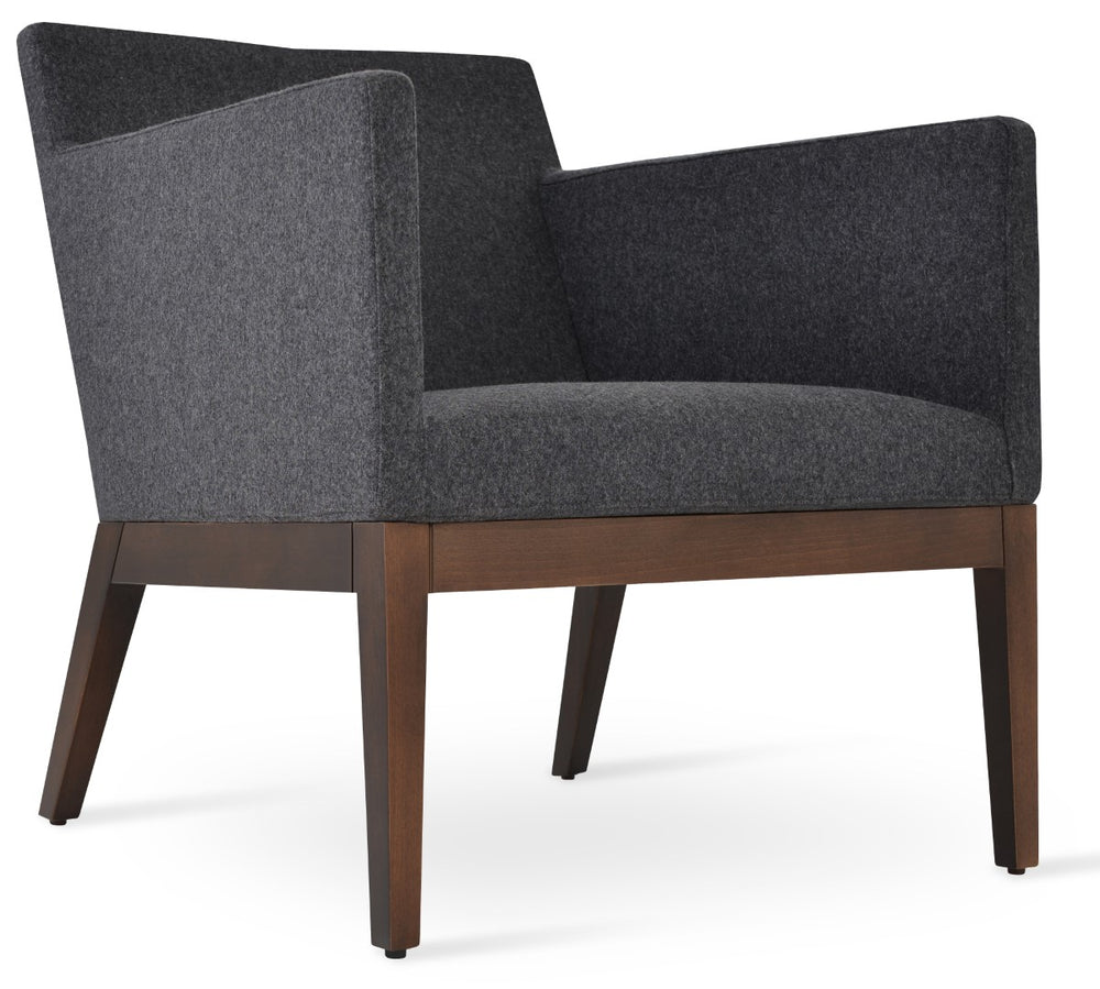 Soho Concept Harput Lounge Armchair - Elegant Walnut Wood Sled Base, Camira Blazer Wool & Boucle Fabric, 10-year Guarantee Walnut  Soho-concept-dining-chair-12067