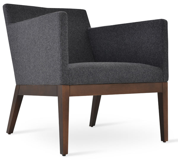Soho Concept Harput Lounge Armchair - Elegant Walnut Wood Sled Base, Camira Blazer Wool & Boucle Fabric, 10-year Guarantee Walnut  Soho-concept-dining-chair-12067