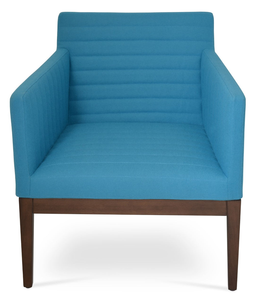 Soho Concept Harput Lounge Armchair With Wood Sled Base, Camira Era Fabric - Stylish & Durable Seating Option Walnut,Turquoise  Soho-concept-dining-chair-04318