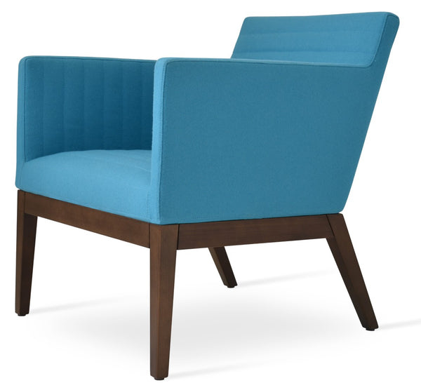 Soho Concept Harput Lounge Armchair With Walnut Sled Base – Premium Camira Wool Fabric, 10-year Guarantee, Durable Style Walnut,Turquoise  Soho-concept-dining-chair-04320