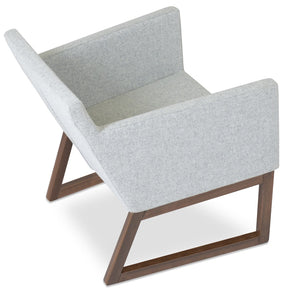 Soho Concept Harput Lounge Armchair With Wood Sled Base, Camira Era Fabric & 10-year Warranty - Stylish Comfort! Walnut,Silver  Soho-concept-dining-chair-12062