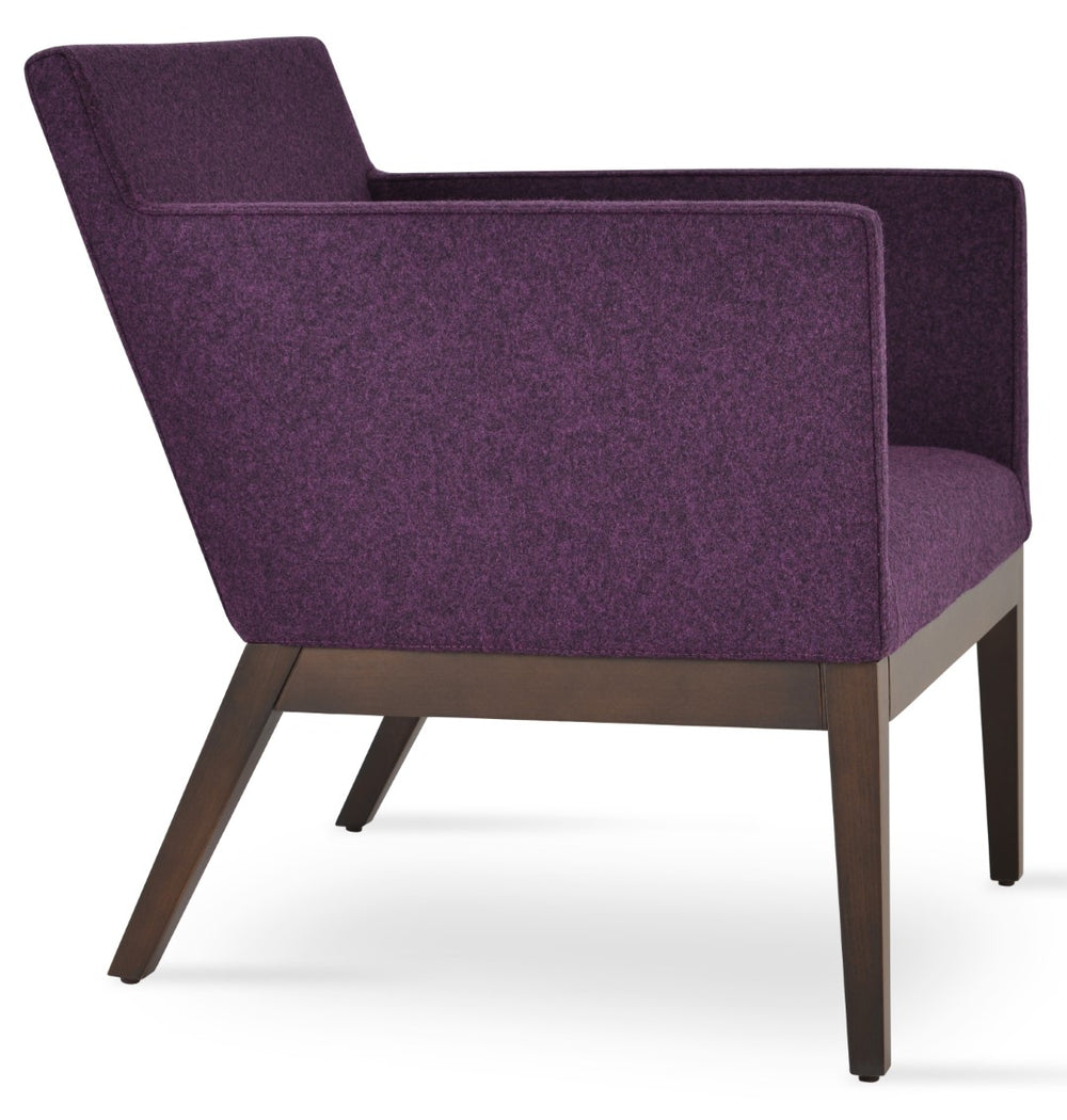 Soho Concept Harput Lounge Armchair With Wood Sled Base, Camira Era Fabric & 10-year Warranty - Stylish Comfort! Walnut  Soho-concept-dining-chair-13164