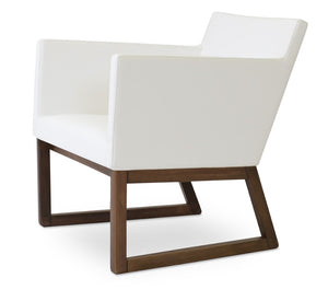 Soho Concept Harput Lounge Armchair With Wood Sled Base – Soft Leatherette, 2-year Guarantee, Limited Stock! White,Walnut  Soho-concept-dining-chair-12060
