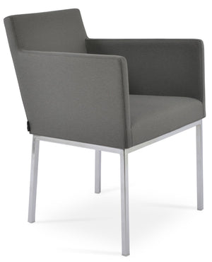 Soho Concept Harput Metal Armchair Dining Chair - Premium Boucle, Velvet & Nubuck Upholstery, 10-year Warranty Chrome,Grey  Soho-concept-dining-chair-04334