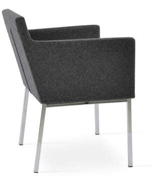 Soho Concept Harput Metal Armchair Dining Chair - Premium Camira Blazer Wool, Chrome Finish, 10-year Guarantee Chrome,Dark Grey  Soho-concept-dining-chair-04330