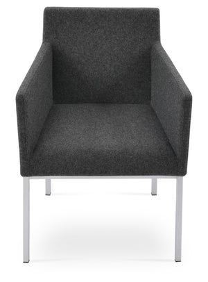 Soho Concept Harput Metal Armchair Dining Chair - Premium Camira Blazer Wool, Chrome Finish, 10-year Guarantee Chrome,Dark Grey  Soho-concept-dining-chair-04330