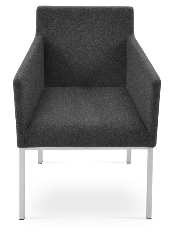 Soho Concept Harput Metal Armchair Dining Chair - Premium Camira Blazer Wool, Chrome Finish, 10-year Guarantee Chrome,Dark Grey  Soho-concept-dining-chair-04330