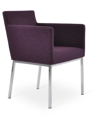 Soho Concept Harput Metal Armchair Dining Chair - Premium Camira Blazer Wool, Chrome Finish, 10-year Guarantee Chrome  Soho-concept-dining-chair-04331