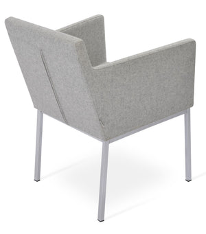 Soho Concept Harput Metal Armchair Dining Chair - Premium Camira Blazer Wool, Chrome Finish, 10-year Guarantee Chrome,Silver  Soho-concept-dining-chair-04332