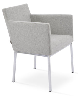 Soho Concept Harput Metal Armchair Dining Chair - Premium Camira Blazer Wool, Chrome Finish, 10-year Guarantee Chrome,Silver  Soho-concept-dining-chair-04332
