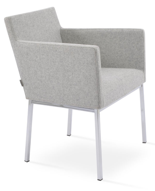Soho Concept Harput Metal Armchair Dining Chair - Premium Camira Blazer Wool, Chrome Finish, 10-year Guarantee Chrome,Silver  Soho-concept-dining-chair-04332