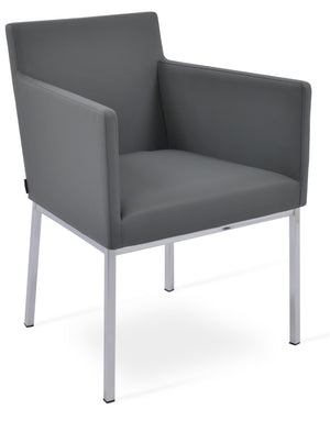 Soho Concept Harput Metal Armchair Dining Chair - Stylish Chrome Base, Soft Leatherette, 2-year Guarantee, 300 Lbs Chrome,Grey  Soho-concept-dining-chair-04333