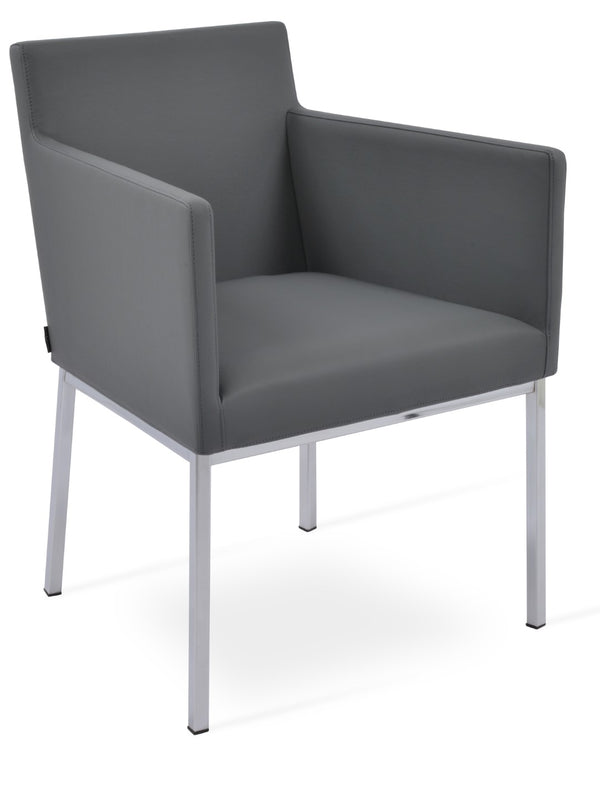 Soho Concept Harput Metal Armchair Dining Chair - Stylish Chrome Base, Soft Leatherette, 2-year Guarantee, 300 Lbs Chrome,Grey  Soho-concept-dining-chair-04333