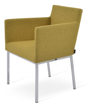 Soho Concept Harput Metal Armchair Dining Chair - Premium Camira Blazer Wool, Chrome Finish, 10-year Guarantee Chrome  Soho-concept-dining-chair-04326