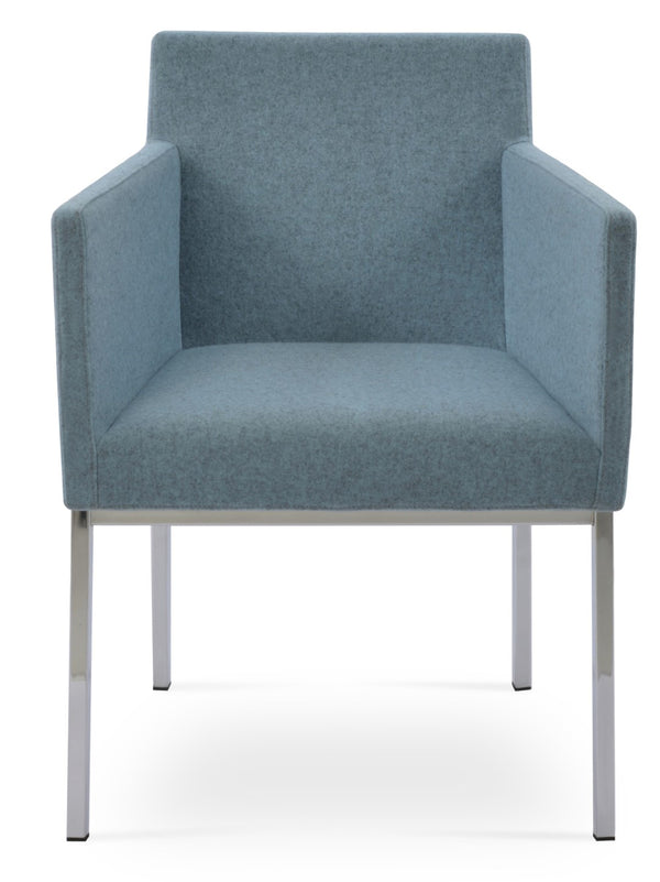 Soho Concept Harput Metal Armchair Dining Chair - Premium Camira Blazer Wool, Chrome Finish, 10-year Guarantee Chrome  Soho-concept-dining-chair-04327