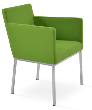 Soho Concept Harput Metal Armchair Dining Chair - Premium Camira Blazer Wool, Chrome Finish, 10-year Guarantee Chrome  Soho-concept-dining-chair-04324