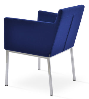 Soho Concept Harput Metal Armchair Dining Chair - Premium Camira Blazer Wool, Chrome Finish, 10-year Guarantee Chrome,Blue  Soho-concept-dining-chair-04325
