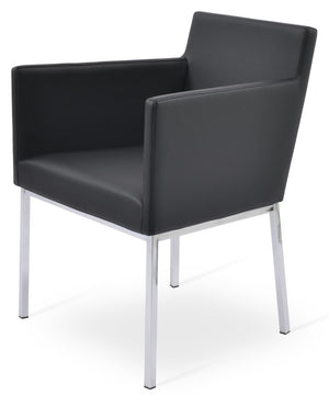 Soho Concept Harput Metal Armchair Dining Chair - Stylish Chrome Base, Soft Leatherette, 2-year Guarantee, 300 Lbs Chrome,Black  Soho-concept-dining-chair-04328