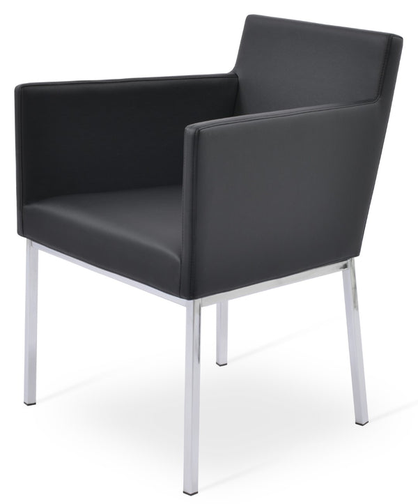 Soho Concept Harput Metal Armchair Dining Chair - Stylish Chrome Base, Soft Leatherette, 2-year Guarantee, 300 Lbs Chrome,Black  Soho-concept-dining-chair-04328