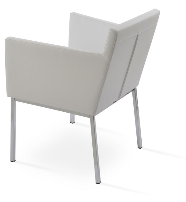Soho Concept Harput Metal Armchair Dining Chair - Stylish Chrome Base, Soft Leatherette, 2-year Guarantee, 300 Lbs Chrome,White  Soho-concept-dining-chair-04329