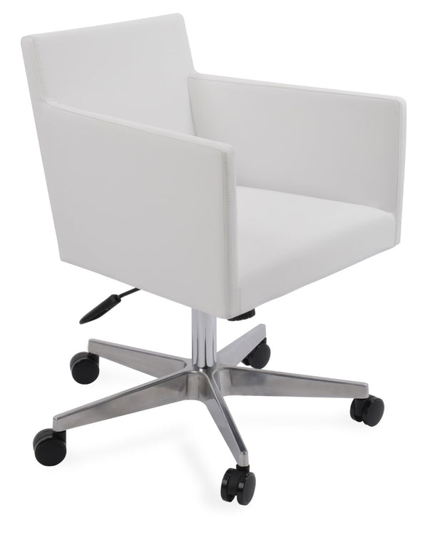 Soho Concept Harput Arm Office Chair - Adjustable Height, Stylish Ppm-fr Leatherette, 2-year Guarantee, Chrome Base White  Soho-concept-dining-chair-11877