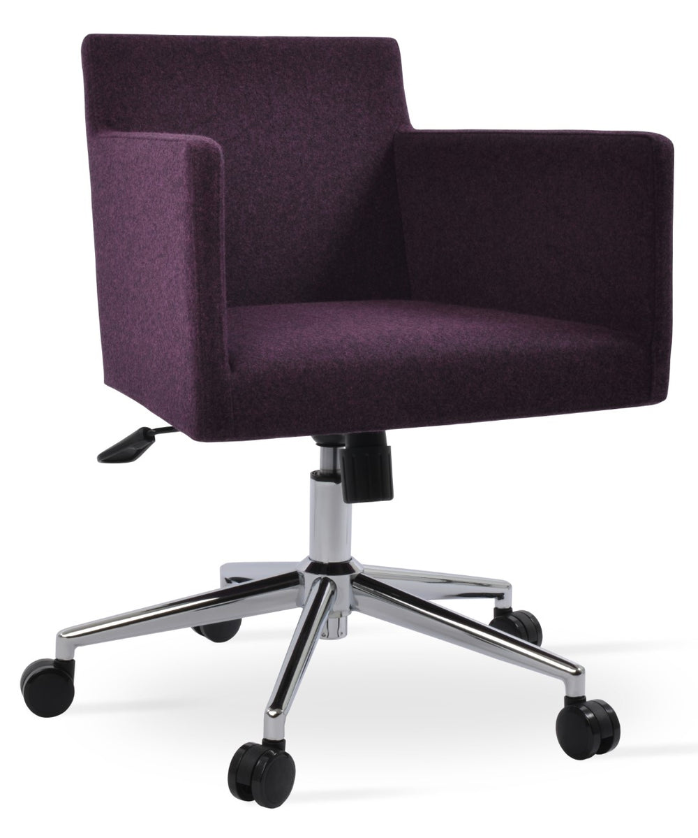 Soho Concept Harput Arm Office Chair - Ergonomic Wool Fabric, Adjustable Chrome Base, 10-year Warranty, 300 Lbs Chrome  Soho-concept-dining-chair-11873