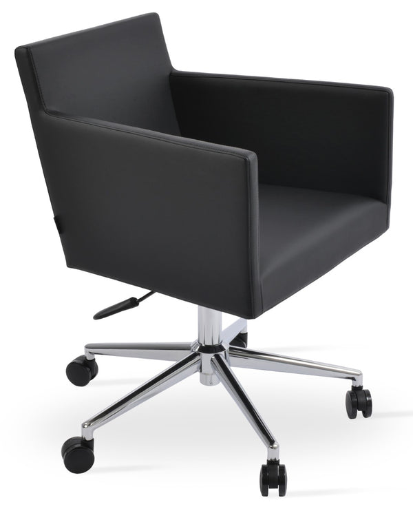 Soho Concept Harput Arm Office Chair - Adjustable Height, Stylish Ppm-fr Leatherette, 2-year Guarantee, Chrome Base Chrome,Black  Soho-concept-dining-chair-11874