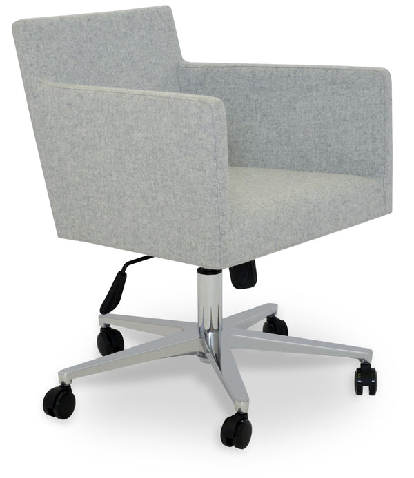Soho Concept Harput Arm Office Chair - Ergonomic Design In Camira Blazer Wool, Chrome Base, 10-year Guarantee Silver  Soho-concept-dining-chair-04336