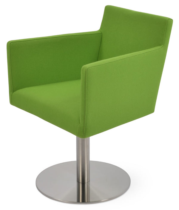 Soho Concept Harput Round Swivel Armchair In Premium Camira Blazer Wool With 10-year Guarantee - Orange Elegance Pistachio  Soho-concept-dining-chair-04352