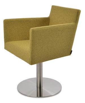 Soho Concept Harput Round Swivel Armchair In Premium Camira Blazer Wool With 10-year Guarantee - Orange Elegance Amber  Soho-concept-dining-chair-04349