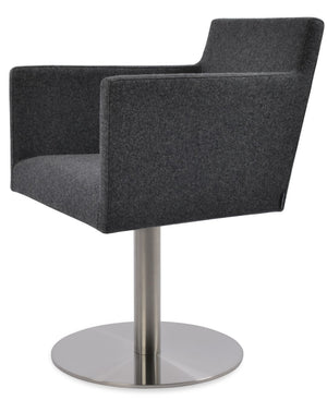 Soho Concept Harput Round Swivel Armchair In Premium Camira Blazer Wool With 10-year Guarantee - Orange Elegance Dark Grey  Soho-concept-dining-chair-04350