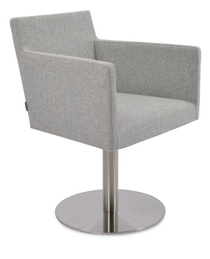 Soho Concept Harput Round Swivel Armchair In Premium Camira Blazer Wool With 10-year Guarantee - Orange Elegance Silver  Soho-concept-dining-chair-04351