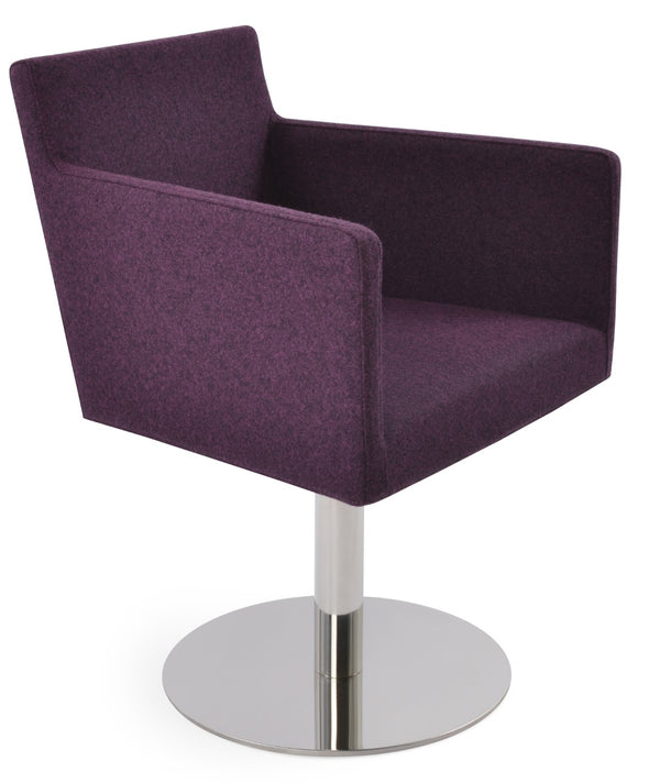 Soho Concept Harput Round Swivel Armchair In Premium Camira Blazer Wool With 10-year Guarantee - Orange Elegance Deep Maroon  Soho-concept-dining-chair-04355