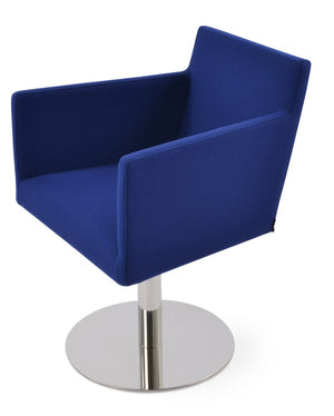 Soho Concept Harput Round Swivel Armchair In Premium Camira Blazer Wool With 10-year Guarantee - Orange Elegance Blue  Soho-concept-dining-chair-04356