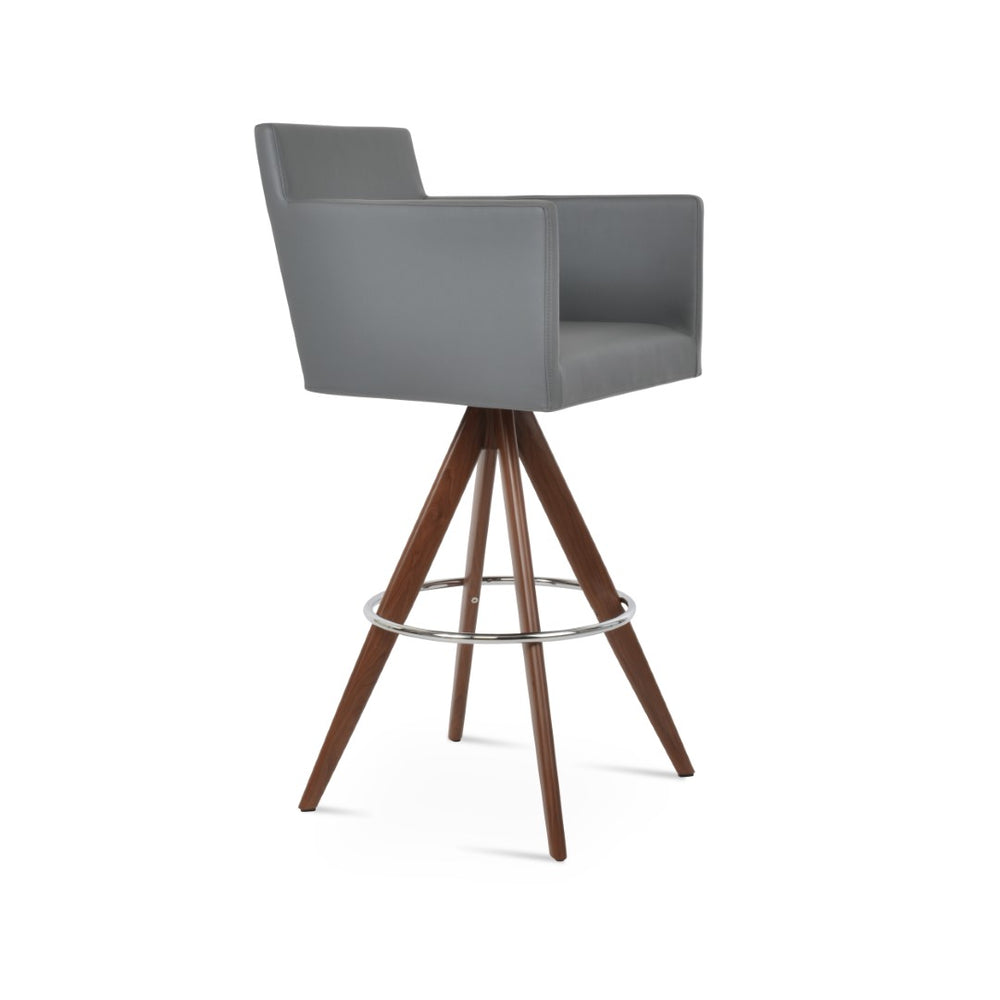 Soho Concept Harput Round Barstools & Counterstools – Ergonomic Swivel Design, Soft Grey Leatherette, 2-year Guarantee Grey  Soho-concept-dining-chair-06915