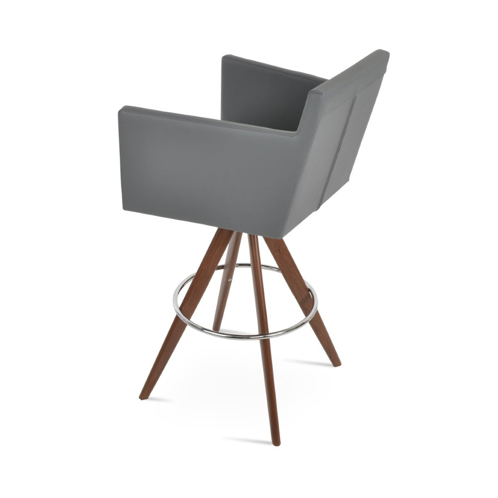 Soho Concept Harput Round Barstools & Counterstools – Ergonomic Swivel Design, Soft Grey Leatherette, 2-year Guarantee Grey  Soho-concept-dining-chair-06915