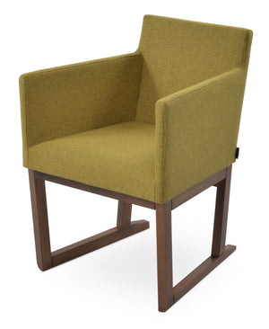 Soho Concept Harput Sled Wood Armchair - Stylish Walnut Dining Chair With Soft Leatherette & 2-year Guarantee Walnut  Soho-concept-dining-chair-04370
