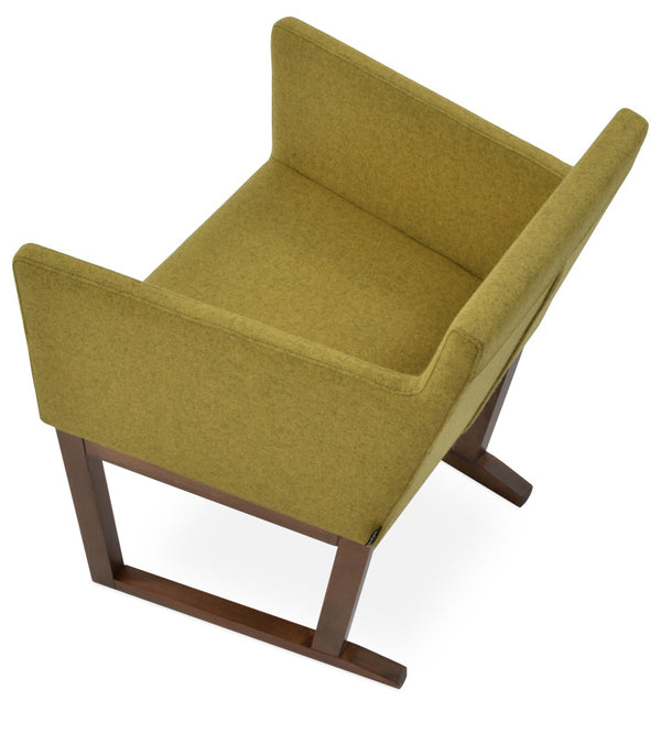Soho Concept Harput Sled Wood Armchair - Stylish Walnut Dining Chair With Soft Leatherette & 2-year Guarantee Walnut  Soho-concept-dining-chair-04370