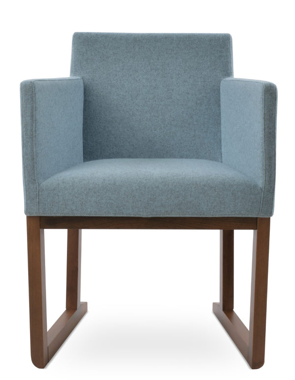 Soho Concept Harput Sled Wood Armchair - Stylish Walnut Dining Chair With Soft Leatherette & 2-year Guarantee Walnut,Blue  Soho-concept-dining-chair-04371