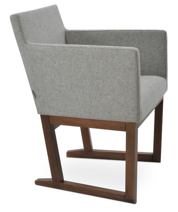 Soho Concept Harput Sled Wood Armchair - Stylish Walnut Dining Chair With Soft Leatherette & 2-year Guarantee Walnut,Silver  Soho-concept-dining-chair-04369