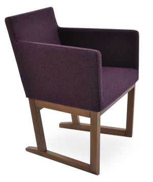 Soho Concept Harput Sled Wood Armchair - Stylish Walnut Dining Chair With Soft Leatherette & 2-year Guarantee Walnut  Soho-concept-dining-chair-04367