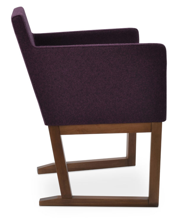 Soho Concept Harput Sled Wood Armchair - Stylish Walnut Dining Chair With Soft Leatherette & 2-year Guarantee Walnut  Soho-concept-dining-chair-04367