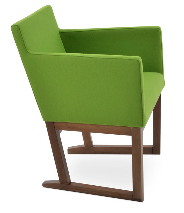 Soho Concept Harput Sled Wood Armchair - Stylish Walnut Dining Chair With Soft Leatherette & 2-year Guarantee Walnut  Soho-concept-dining-chair-04366
