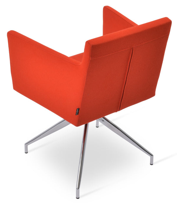 Soho Concept Harput Swivel Armchair - Stylish Dining Chair In Camira Blazer Wool, 10-year Guarantee & Brass Accents Chrome,Orange  Soho-concept-dining-chair-04384